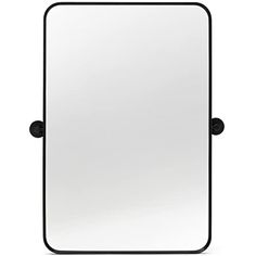 a black frame mirror on a white background with clippings to the bottom and sides