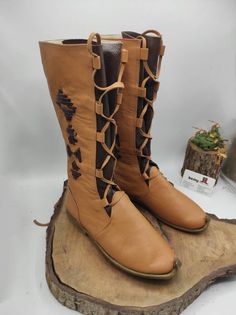 Medieval boots are made with naturel leather. Very soft and comfy. We have every size is availble. 3 us women to 14 us women. %100 naturel leather and colour. Leather sole.  Fits both for men and women. Handmade boots. We have door to door fast shipping. İf you have any question please contact with us. bemyboots.etsy.com Our second shop for ethnic home decoration; gypsydecoration.etsy.com Thank You Greek Boots, Medieval Style Round Toe Boots For Fall, Brown Leather Lace-up Mid-calf Boots, Western Brown Leather Lace-up Boots, Fall Festival Leather Boots, Leather Boots For Fall Festival, Brown Leather Boots With Lacing, Rustic Brown Lace-up Boots, Brown Boots With Lacing And Round Toe