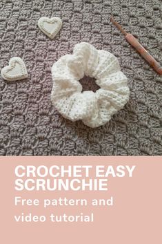 crochet easy scrunchie free pattern and video