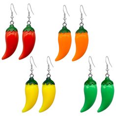 PRICES MAY VARY. 💙Food Earrings💙 - The majority of our designs are inspired by our love , fashion, nature, symbols and art. Gift yourself ore a loved one with one of our gorgeous charms. 🧡Material And Size🧡 - Chili Charm is made of High quality of resin. Lead-free and nickle-free. Also, environmental-friendly.Size:The Pepper pendant of this pepper is 4.6cm,Perfect for daily wear!TIPS:manual measuring permissible error. 💛Vegetable jewelry💛 - Our earrings are perfect gift idea for wife, moth Vegetable Jewelry, Nature Symbols, Fashion Nature, Unique Products Design, Fiesta Birthday, Food Earrings, Polymer Crafts, Brand Concept, Environmental Friendly