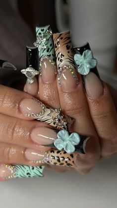 Colored Acrylic Nails, Dope Nail Designs, Leopard Nails, Short Square Acrylic Nails, Acrylic Nails Coffin Pink, Unique Acrylic Nails