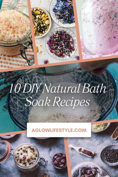 Enjoy 10 easy and natural DIY bath soaks for everyday relaxation. 🌿🛀 Diy Bath Soak Recipes, Diy Fizzy Bath Salts, Soothing Bath Soak, Floral Bath Soak, Homemade Bath Salts Recipe, Diy Bath Soak, Bath Soak Recipe, Milk Bath Soak, Salt Recipes