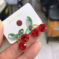 Wholesale Cute Red Cherry Crystal Earring 2020 New Romantic Sweet Fruit Geometric Korean Earrings for Women Girl Party Delicate Jewelry VGE110 Korean Earrings, Sweet Fruit, Cherry Earrings, Red Cherry, Delicate Jewelry, Girl Party, Shape Patterns, Vintage Earrings, Crystal Earrings