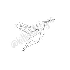 a line drawing of a hummingbird flying in the sky