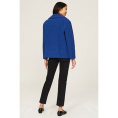 Blue fleece (64% Wool, 23% Polyamide, 8% Polyester, 5% Other Fibers). Lining (95% Polyester, 5% Elastane). Jacket Long sleeves. Collar. Front button closure. 26.5" from shoulder to hemline. Imported. Harris Wharf London, Rent The Runway, Jacket Long, Outdoor Jacket, Closet Designs, Double Breasted Jacket, London Blue, Cold Day, Electric Blue