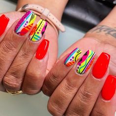 Red Y, Abstract Nail Art, Short Acrylic, Nail Studio, Neon Nails, Short Acrylic Nails Designs, Short Acrylic Nails, Nails Designs