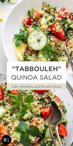 tabbouleh quinoa salad with lemon, cucumber and mint