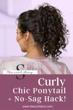 Chich high ponytail with wavy curly hair High Curly Ponytail, Ponytail Trick, Crazy Curly Hair, Ponytail Hack, Heavy Hair, Chic Ponytail, Ponytail Tutorial, Medium Length Curly Hair