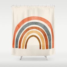 a shower curtain with an image of a rainbow