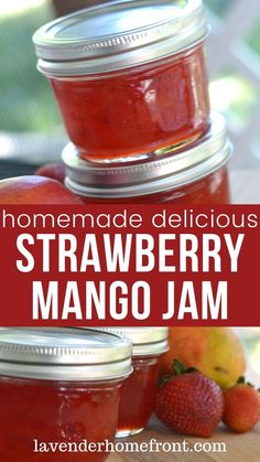 How to make strawberry mango jam. Canned Jam Recipes, Jellies And Jams, Strawberry Jams, Strawberry Peach Jam, Homemade Jams, Jam Making, Jams And Jellies, Mango Jam Recipe, Jam And Jelly Recipes