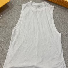 White Tank Top, Brand New!! Runs Big!! Casual White Tank Activewear, White Crew Neck Tank Top For Workout, White Tops For Yoga In Summer, Casual White Yoga Tops, Lululemon Shorts Outfit, Anna Claire, Shorts Outfit, Lululemon Shorts, White Tank Top