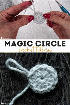 the crochet heart is being worked on by someone using yarn to make it