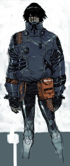 a drawing of a man in a sci - fi suit with his hands on his hips