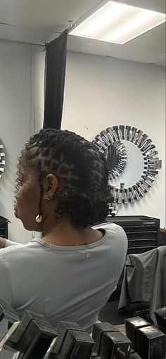 Barrel twist style with two strands hanging Female Barrel Twist, Barrel Twist Loc Styles Women, Barrel Twist With Curly Bun, Barrel Twists Locs Women, Two Barrel Twist Locs Women, Barrell Twist On Locs For Women, Locs Barrel Twist, Barrel Twist Styles