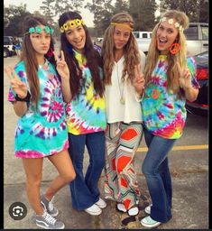 Hippy Diy Costume, Hippies For Halloween, Throwback Homecoming Outfits, Hippy Spirit Day Outfit, Girls Decade Day Outfit, 70 Dress Up Day At School, Decade Day Outfits For School 70s, Throwback Costumes Spirit Week, Retro Day Spirit Week