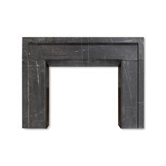 a black marble fireplace mantel with an intricate design