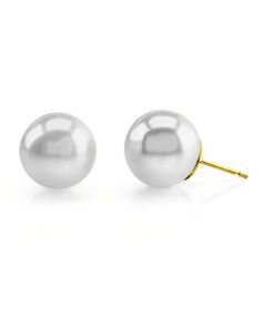 Simplicity and elegance have never made such a perfect combination. A beautiful pair of 12mm White Australian South Sea pearls on elegant white gold stud backings. Finding pearls in this unique South Sea color is very rare and will make a perfect match with one of our elegant white pearl necklaces. The pearl earrings have a 'Very High' grade luster, our highest grade available.