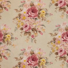 a floral wallpaper with pink and yellow flowers