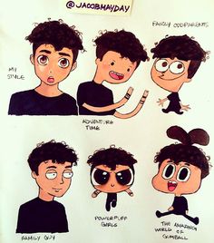 an image of some cartoon characters with different expressions on their faces and hair, including one man