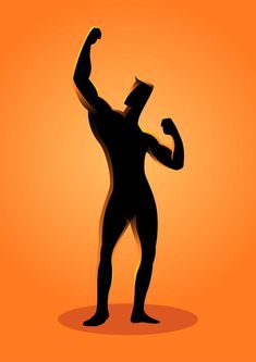 Silhouette Bodybuilder Posing with One Arm in Air Man Standing Silhouette, Bodybuilder Posing, Silhouette Bodybuilder, Vector Cityscape, Air Air, First Youtube Video Ideas, Cartoon Style Drawing, Video Ideas, Bodybuilder