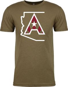 Arizoniacs Logo - Men's Military Green 60% combed ring-spun cotton/40% polyester, 32 singles 4.3 ounce jersey knit t-shirt. Set-in neck of 1x1 baby rib. Fabric laundered for reduced shrinkage 4" Arizoniacs logo on back Mens Green