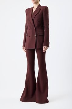 Chic Notch Lapel Double-breasted Pantsuit, Elegant Double Breasted Suit With Suit Collar For Fall, Fitted Pantsuit With Double Button Closure And Suit Collar, Evening Suit With Double Button Closure And Notch Lapel, Fall Fitted Double-breasted Suits, Chic Double-breasted Pantsuit With Lapel Collar, Chic Double Breasted Suit With Notch Lapel For Semi-formal, Chic Fitted Blazer Dress With Pressed Crease, Elegant Tailored Double Breasted Suit For Fall