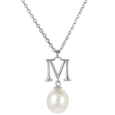 Sterling Silver Cultured Freshwater Pearl "M" Initial 16" Necklace   Here's a fun, initial chain necklace with an elegant twist. Attached to the polished sterling silver letter of your choice is a solitary, 7-8mm cultured, freshwater pearl drop.        Necklace approx. 16" with 2" extender     Drop approx. 3/4"L x 1/2"W     Stamped .925     Cable chain necklace; lobster claw clasp Elegant White Sterling Silver Initial Necklace, Classic White Initial Necklace, Classic Sterling Silver Initial Necklace For Anniversary, Modern Sterling Silver Initials Necklace, Classic Sterling Silver Necklaces With Initials, Classic Silver Initial Necklace For Formal Occasions, Silver Formal Initial Necklace, Classic White Initials Necklace, Silver Sterling Initial Necklace With Polished Finish