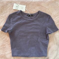 Cute Purple Crop T Shirt From Zara Nwt Tshirts For Women Casual Tees, Spring Solid Color Crop Top T-shirt, Fitted Cotton T-shirt In Solid Color, Cotton Crew Neck Crop Top In Solid Color, Purple Solid Cotton Top, Purple Solid Color Cotton Top, Basic Solid Color Short Sleeve Tops, Basic Short Sleeve Solid Color Tops, Casual Crop Top T-shirt