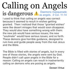 an article with the words calling on angels is dangerous