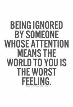 the quote being ignored by someone whose attention means the world to you is the worst feeling