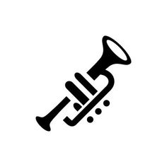 an arabic calligraphy logo with a trumpet in the middle and dots on the bottom