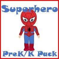 an image of a spider man with the words superhero prek / k pack