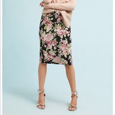 Delicate Rose Design With A Full Zipper Down The Back. Nwot. Size S. Anthropologie Maeve Pencil Skirt. Never Insulted By Offers! Smoke Free Pet Free Home. 926 Chic Rose Print Bottoms For Spring, Chic Spring Bottoms With Rose Print, Relaxed Floral Print Pencil Skirt, Feminine Floral Print Pencil Skirt, Floral Print Pencil Mini Skirt, Rose Print, Rose Design, Anthropologie, Pencil Skirt