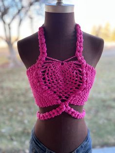 Beautiful handmade crochet bralette. Wear alone or with your favorite flannel! Looks great with jeans or shorts! One size fits most. 100% cotton. Pattern by Cozy Creative Crochets. Trendy Cotton Crochet Crop Top, Trendy Cotton Crop Top For Festival, Festival Bra Friendly Cropped Top, Handmade Cropped Halter Top, Beach Cotton Yarn Crop Top, Crochet Cotton Crop Halter Top, Trendy Triangle Cotton Crop Top, Trendy Cotton Crochet Top For Beach, Bohemian Crop Top With Built-in Bra For Festivals