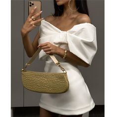 White GIKIA Bow Off-Shoulder Mini Dress | i The Label – I The Label Dorothy Dandridge, Grad Dresses, Mode Inspo, Glam Dresses, Kochi, Classy Dress, Elegant Outfit, Dress With Bow, Marilyn Monroe