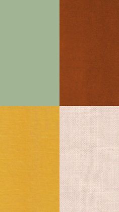 four different colors of fabric with white, brown, and green on each color scheme