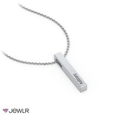 Fun and unique, this personalized necklace gives you the option of adding multiple bars to create your very own stylish look. Celebrate your family unit by engraving the front and back of each bar with the names of loved ones, significant dates, or a special message. Customize in your choice of sterling silver or gold.

This necklace comes with a cable chain in sterling silver, and a dainty rope chain in white, yellow, or rose gold. In gold, you can upgrade to our diamond cut cable chain for a t Personalized Modern Name Necklace For Anniversary, Elegant Personalized Silver Bar Necklace, Customizable Silver Bar Necklace For Personalized Gift, Elegant Stainless Steel Jewelry With Engraved Text, Elegant Engraved Jewelry For Memorial, Modern Engraved Jewelry For Personalized Gift, Silver Custom Name Bar Necklace For Anniversary, Elegant Silver Bar Necklace With Custom Name, Silver Name Necklace With Rectangular Pendant For Anniversary