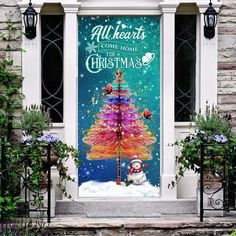 an image of a christmas tree on the front door