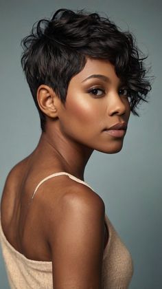 Sophisticated short pixie haircuts for black women 50 for Bold-colored short pixie haircuts for b... Hair Textures, Pixie Styles, Sassy Hair, Pixie Haircuts, Short Pixie Haircuts