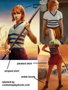 Even if you didn't watch every episode, I'm sure you've encountered One Piece at one point in your life, especially now that a Netflix movie was just aired. Costumeplaybook.com has a super easy guide on how to dress up as Nami, Zoro, and Luffy! Zoro And Luffy, One Piece Movie, Nami Zoro, Nami Cosplay, The Straw Hat Pirates, Pirate Bandana, Straw Sandals, One Piece Movies, Head Bandana