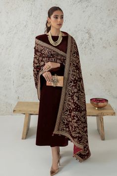 Baroque Embroidered Stitched 1 Piece VELVET SHAWL VS-32 Luxury Festive Tale | Latest Pakistani Salwar Kameez Design Punjabi Suit Designer Wear. Velvet Shawls Pakistani, Pakistani Salwar Kameez Designs, Velvet Pakistani Dress, Velvet Suit Design, Shawl Outfit, Kameez Designs, Velvet Dress Designs, Velvet Shawl, Pakistani Fancy Dresses