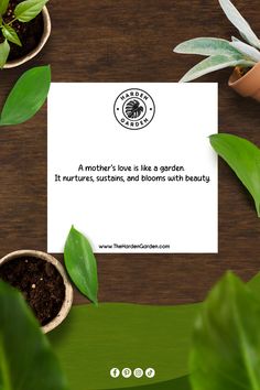 there is a card that says, a mother's love is like a garden