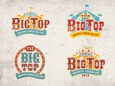 the big top badges have been designed to look like they are in different colors and sizes