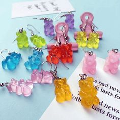 Material: Resin, Zinc Alloy ** Please be advised that the timeframe of delivery for accessory products range from around 25-35 days. Gummy Bear Earrings, Jelly Bears, Bear Earrings, Light Earrings, Bear Pendant, Daily Jewelry, Bear Ears, Colorful Animals, Gummy Bear