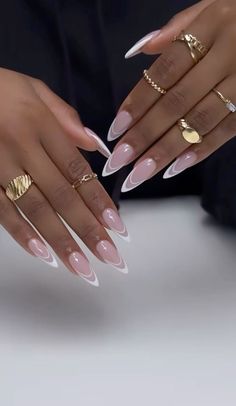 #biab #russianmanicure #pinknails #glitternails #nails #nailinspo #nailtrends #acrylic #neutralnailcolors #babyboomnails #pinkgellac #frenchnails #frenchmanicure #naildesign Almond Acrylic Nails Dark Skin, French Tip Acrylic Nails Almond Shape, Dark Skin Nail Polish, Elegant Almond Nails, Trendy Almond Nails, Paznokcie Hello Kitty, Almond Gel Nails, Kutek Disney