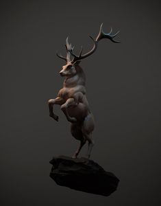 a statue of a deer standing on its hind legs