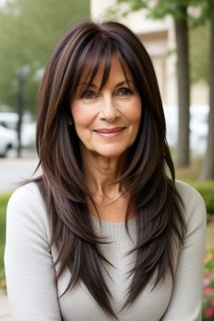 29  Long Hairstyles for Older Women Over 50 15 Over 50 Brunette Hair Styles, Hair Extensions Older Women Over 50, Long Hair Styles For 50+ Women With Bangs, Long Hairstyles With Bangs Over 40, Medium To Long Haircut With Layers, Straight Hair Over 50, Hairstyles With Layers And Bangs, Long Hairstyles With Layers And Bangs, Medium Length Brown Hair With Layers