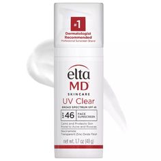 Elta Md Skincare Uv Clear Broad Spectrum Spf 46 - Nib Dermatologist Recommended Sunscreen, Oil Free Sunscreen, Elta Md Uv Clear, Travel Size Sunscreen, Sunscreen For Sensitive Skin, Elta Md, Acne Prone Skin Care, Sunscreen Oil, Tanning Sunscreen