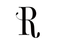 the letter r is made up of black letters and has an elegant design on it