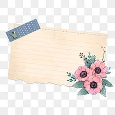 a piece of paper with flowers on it and a notepad attached to the side